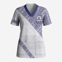 Tonga Queen Salote College Scrub Top 100 Years Anniversary White Color LT05 Adult White - Polynesian Pride