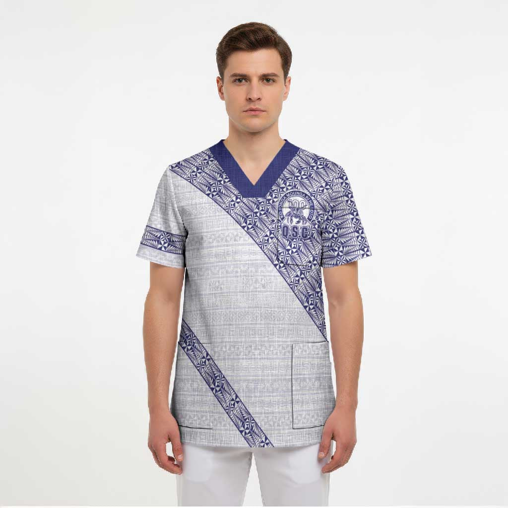 Tonga Queen Salote College Scrub Top 100 Years Anniversary White Color LT05 - Polynesian Pride