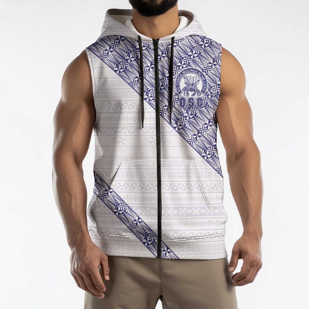 Tonga Queen Salote College Sleeveless Zip Hoodie 100 Years Anniversary White Color LT05 - Polynesian Pride