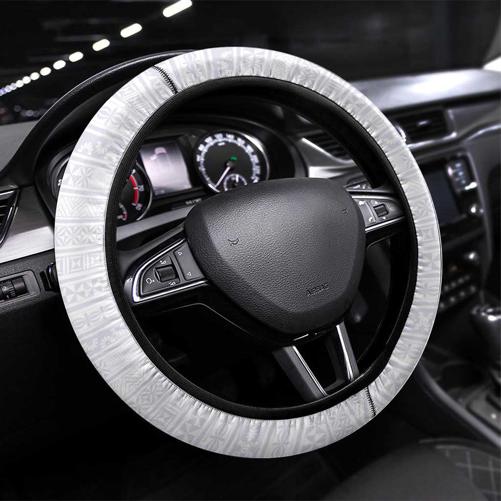 Tonga Queen Salote College Steering Wheel Cover 100 Years Anniversary White Color LT05 Universal Fit White - Polynesian Pride