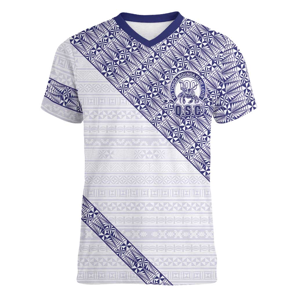 Tonga Queen Salote College Women V-Neck T-Shirt 100 Years Anniversary White Color LT05 Female White - Polynesian Pride