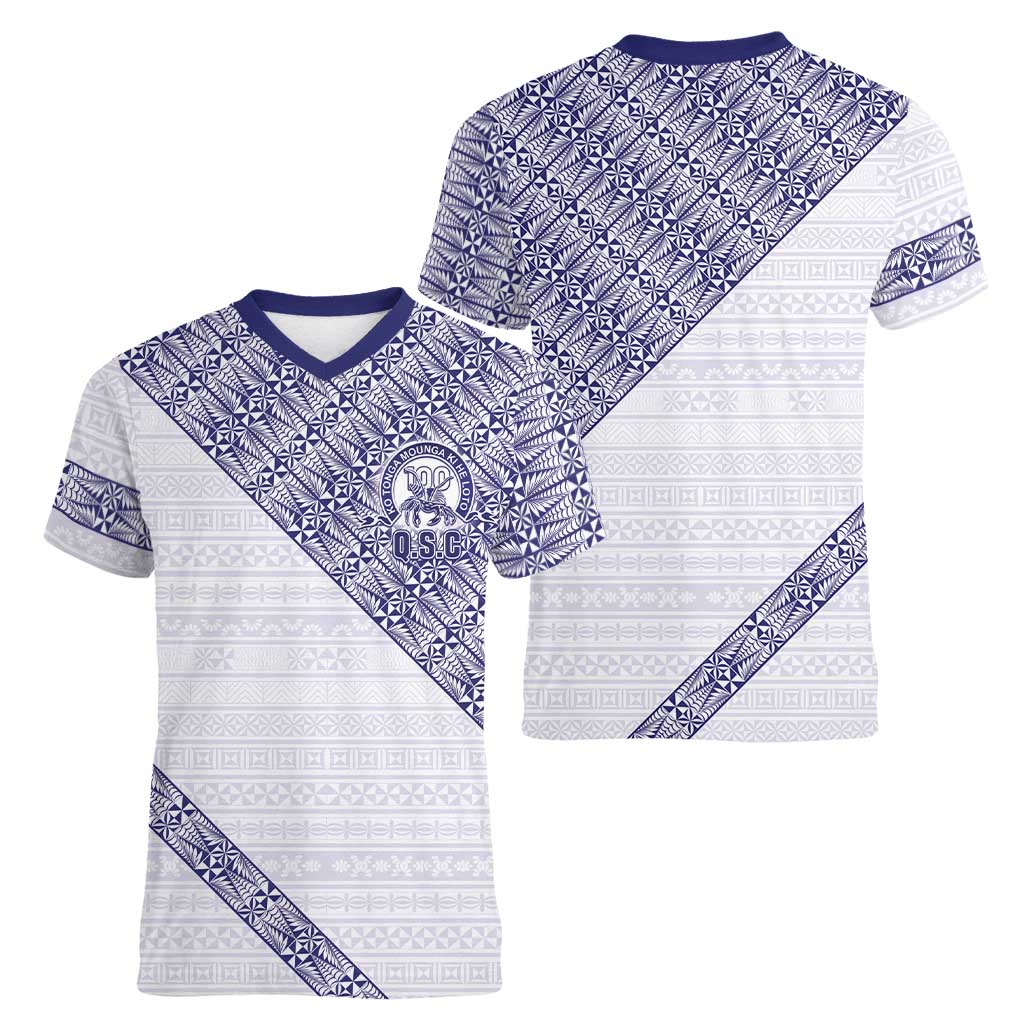 Tonga Queen Salote College Women V-Neck T-Shirt 100 Years Anniversary White Color LT05 - Polynesian Pride
