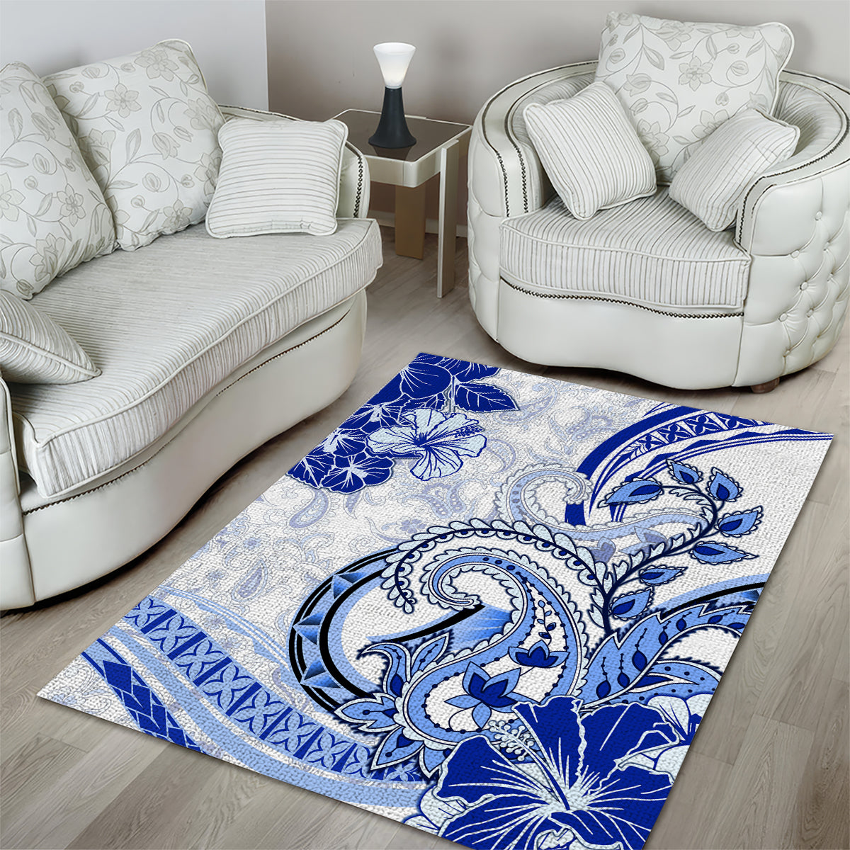 Polynesia Paisley Area Rug Mix Navy Polynesian Pattern