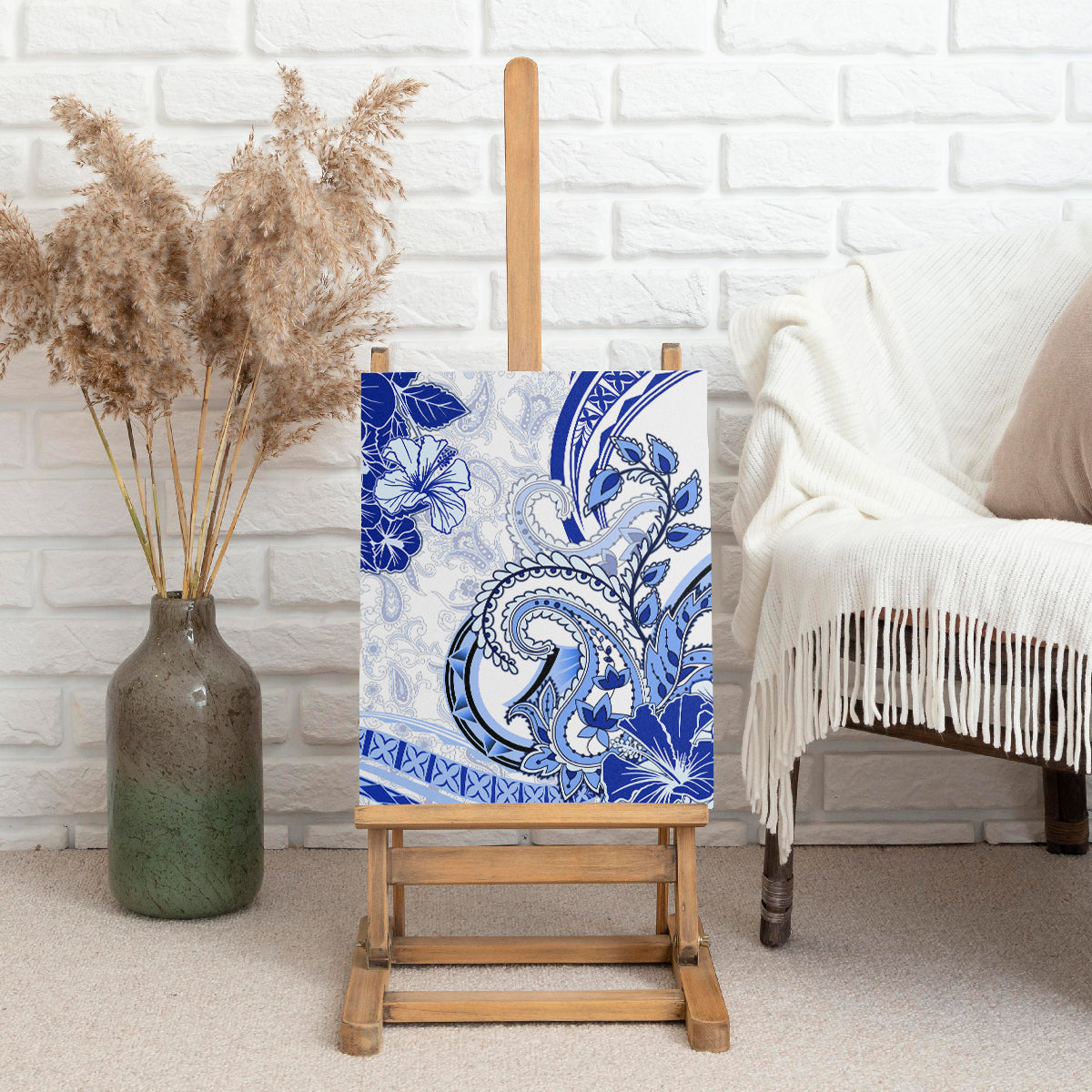 Polynesia Paisley Canvas Wall Art Mix Navy Polynesian Pattern LT05 - Polynesian Pride