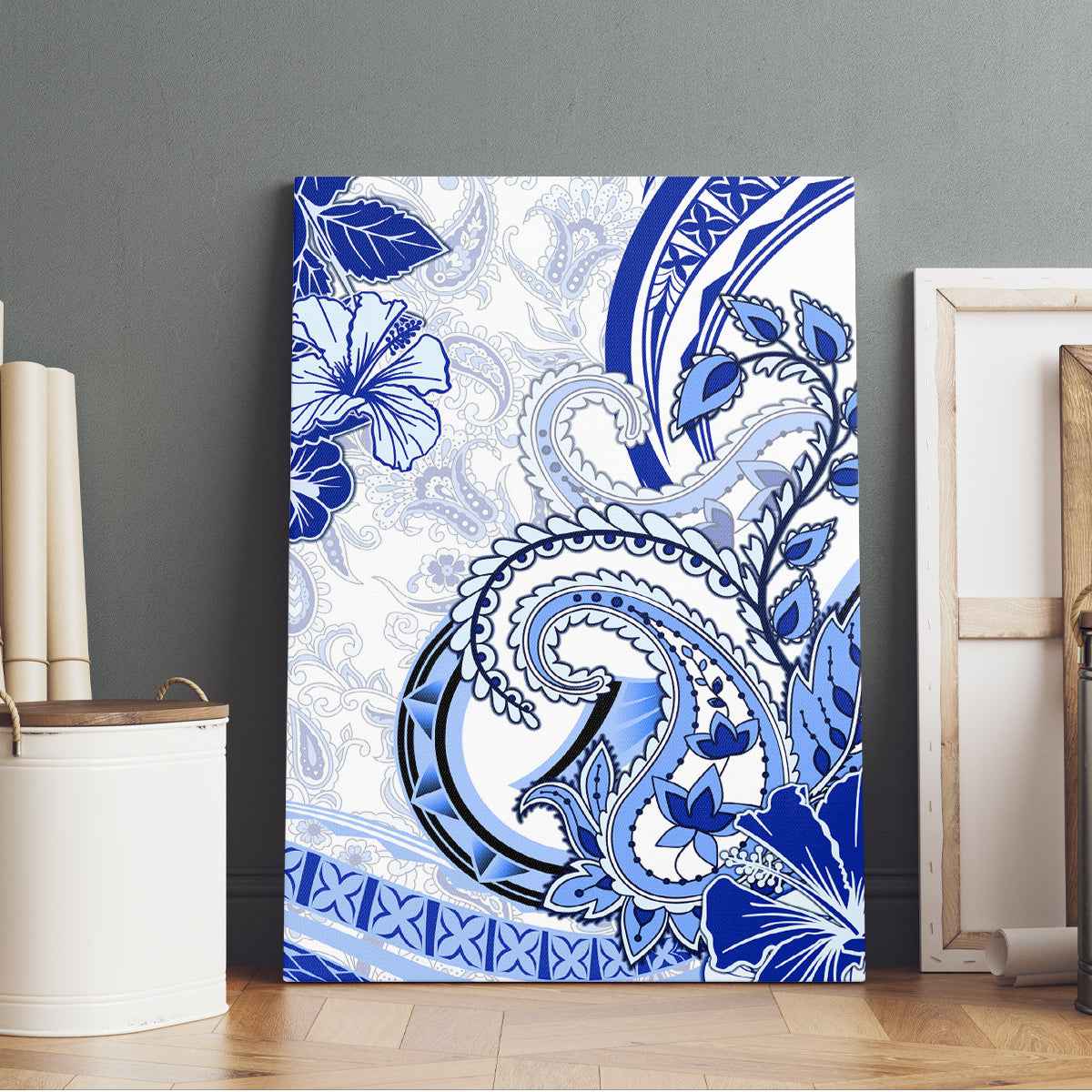 Polynesia Paisley Canvas Wall Art Mix Navy Polynesian Pattern LT05 - Polynesian Pride
