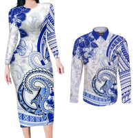 Polynesia Paisley Couples Matching Long Sleeve Bodycon Dress and Long Sleeve Button Shirt Mix Navy Polynesian Pattern LT05 Navy - Polynesian Pride