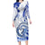 Polynesia Paisley Family Matching Long Sleeve Bodycon Dress and Hawaiian Shirt Mix Navy Polynesian Pattern LT05 Mom's Dress Navy - Polynesian Pride