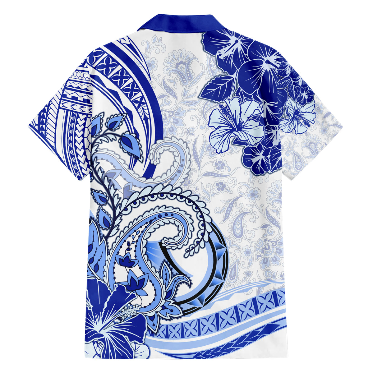 Polynesia Paisley Family Matching Short Sleeve Bodycon Dress and Hawaiian Shirt Mix Navy Polynesian Pattern LT05 - Polynesian Pride