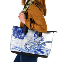 Polynesia Paisley Leather Tote Bag Mix Navy Polynesian Pattern LT05 Navy - Polynesian Pride