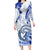 Polynesia Paisley Long Sleeve Bodycon Dress Mix Navy Polynesian Pattern LT05 Long Dress Navy - Polynesian Pride