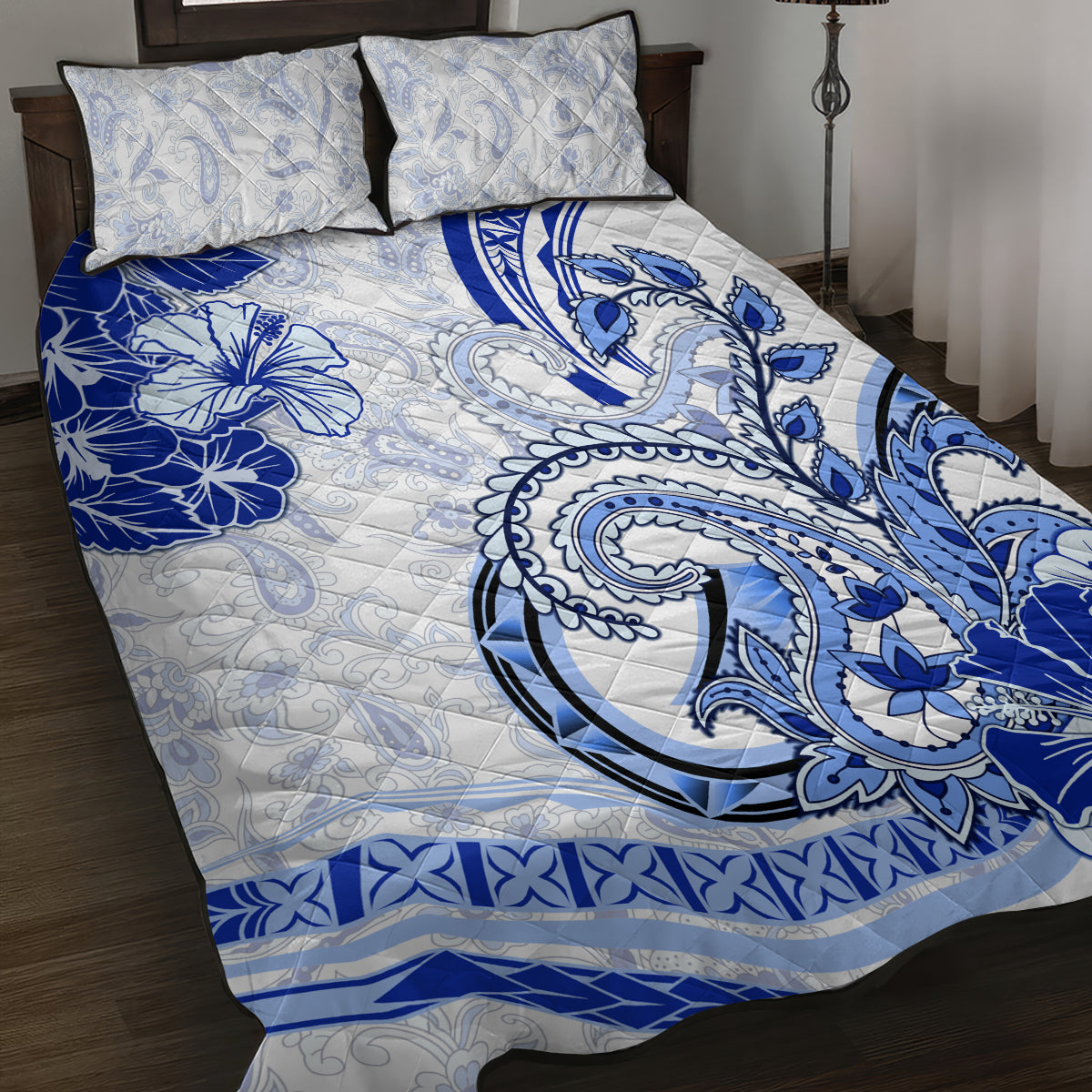Polynesia Paisley Quilt Bed Set Mix Navy Polynesian Pattern LT05 Navy - Polynesian Pride