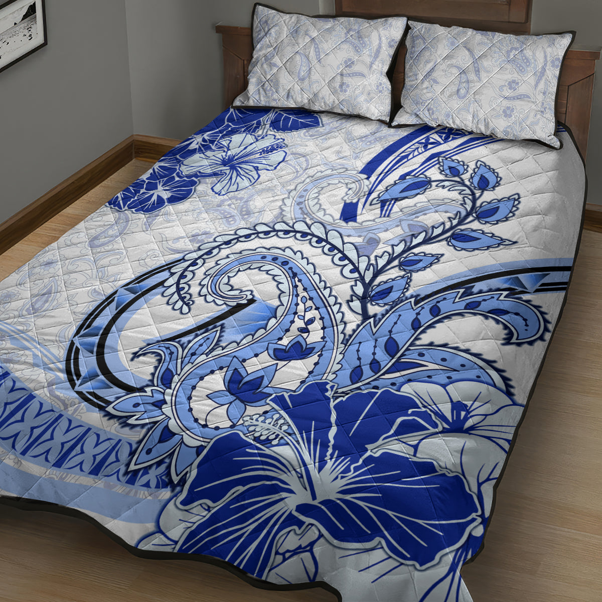 Polynesia Paisley Quilt Bed Set Mix Navy Polynesian Pattern LT05 - Polynesian Pride