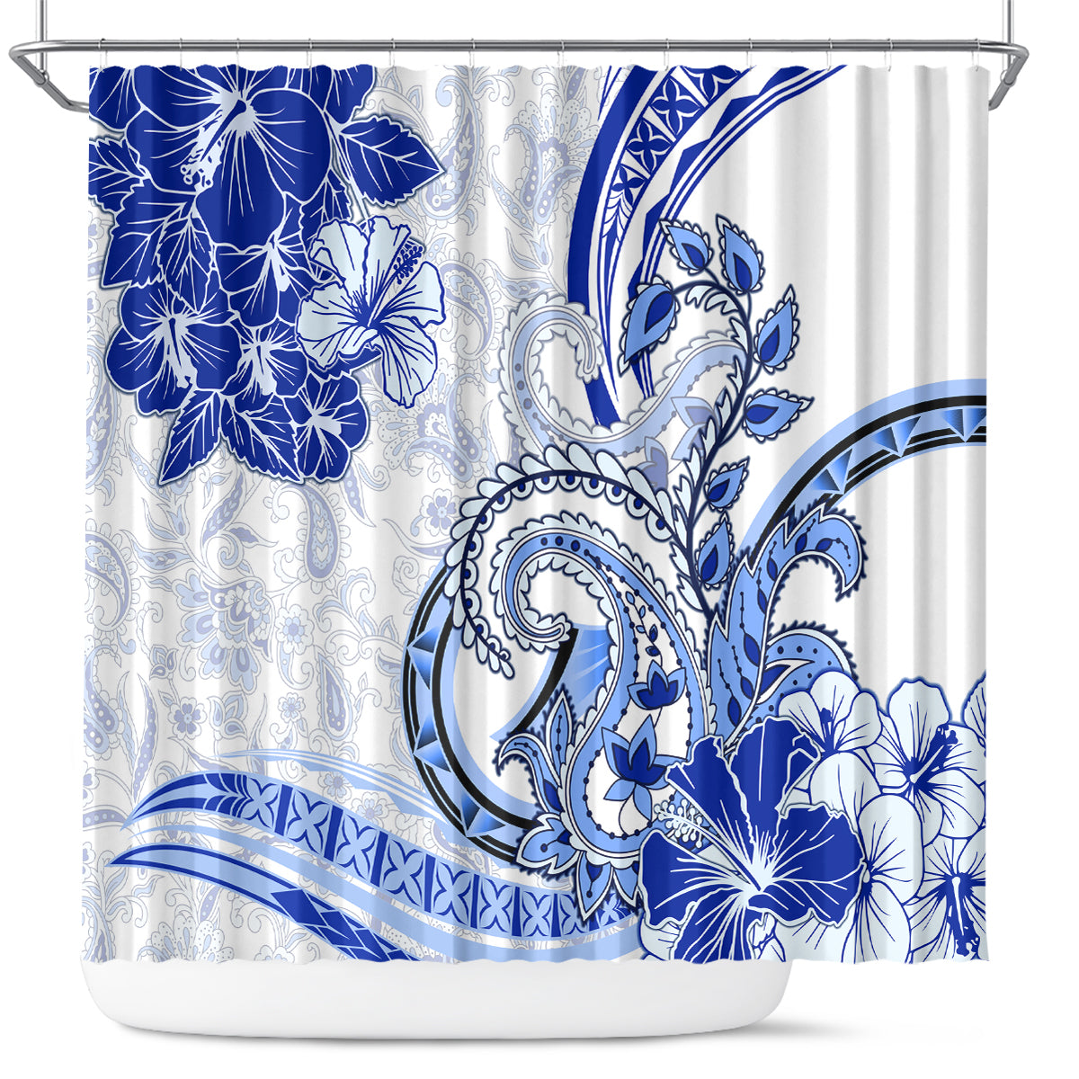 Polynesia Paisley Shower Curtain Mix Navy Polynesian Pattern