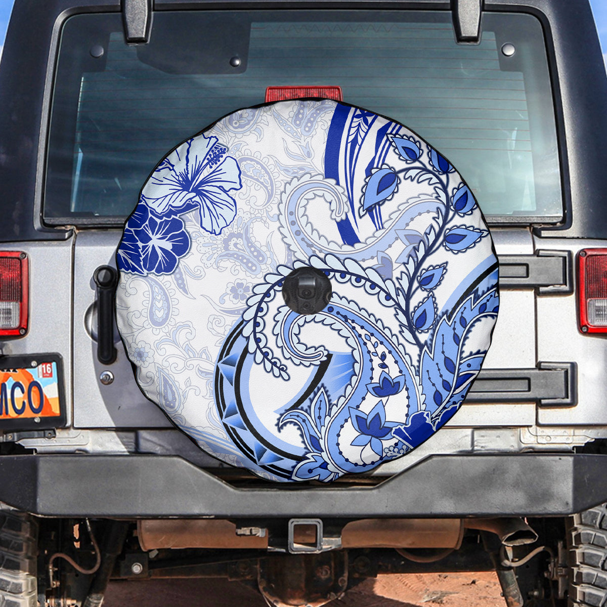 Polynesia Paisley Spare Tire Cover Mix Navy Polynesian Pattern