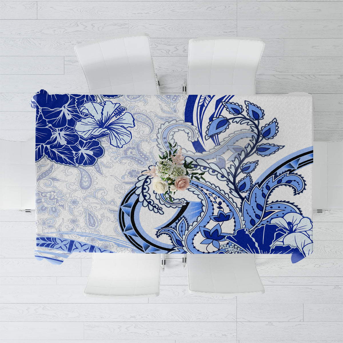 Polynesia Paisley Tablecloth Mix Navy Polynesian Pattern LT05 Navy - Polynesian Pride