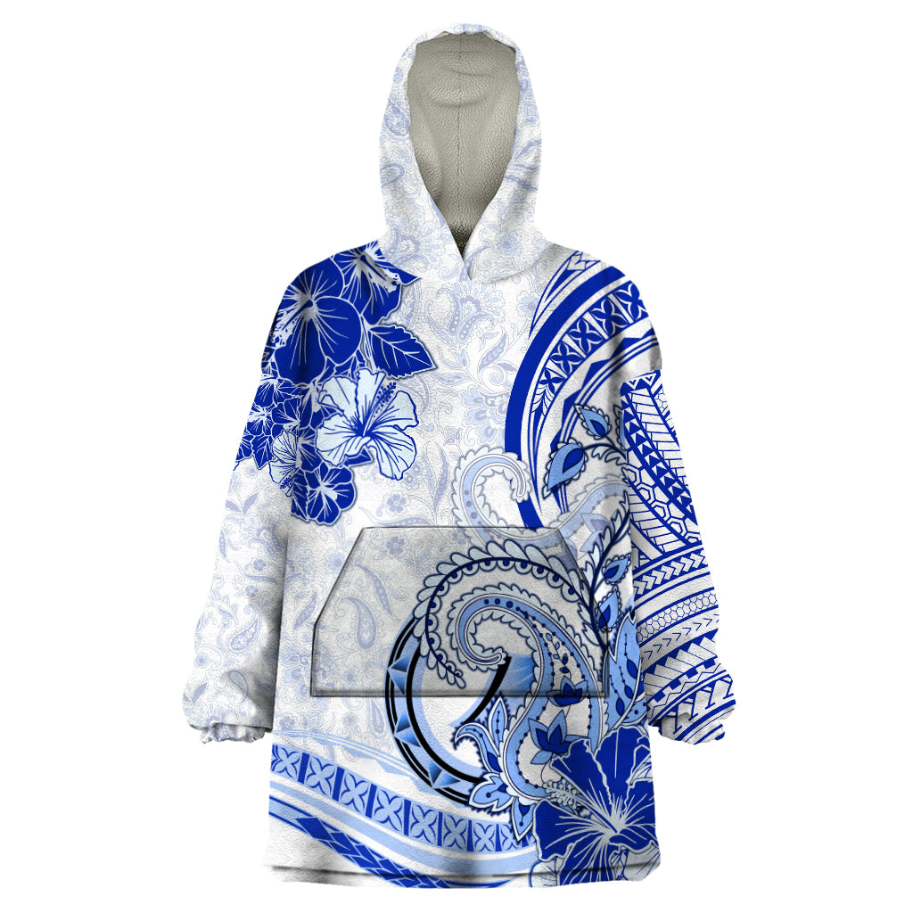 Polynesia Paisley Wearable Blanket Hoodie Mix Navy Polynesian Pattern LT05 One Size Navy - Polynesian Pride