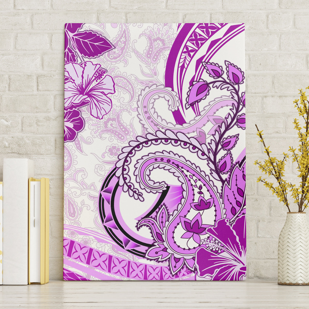 Polynesia Paisley Canvas Wall Art Mix Pink Polynesian Pattern LT05 Without Frame Pink - Polynesian Pride