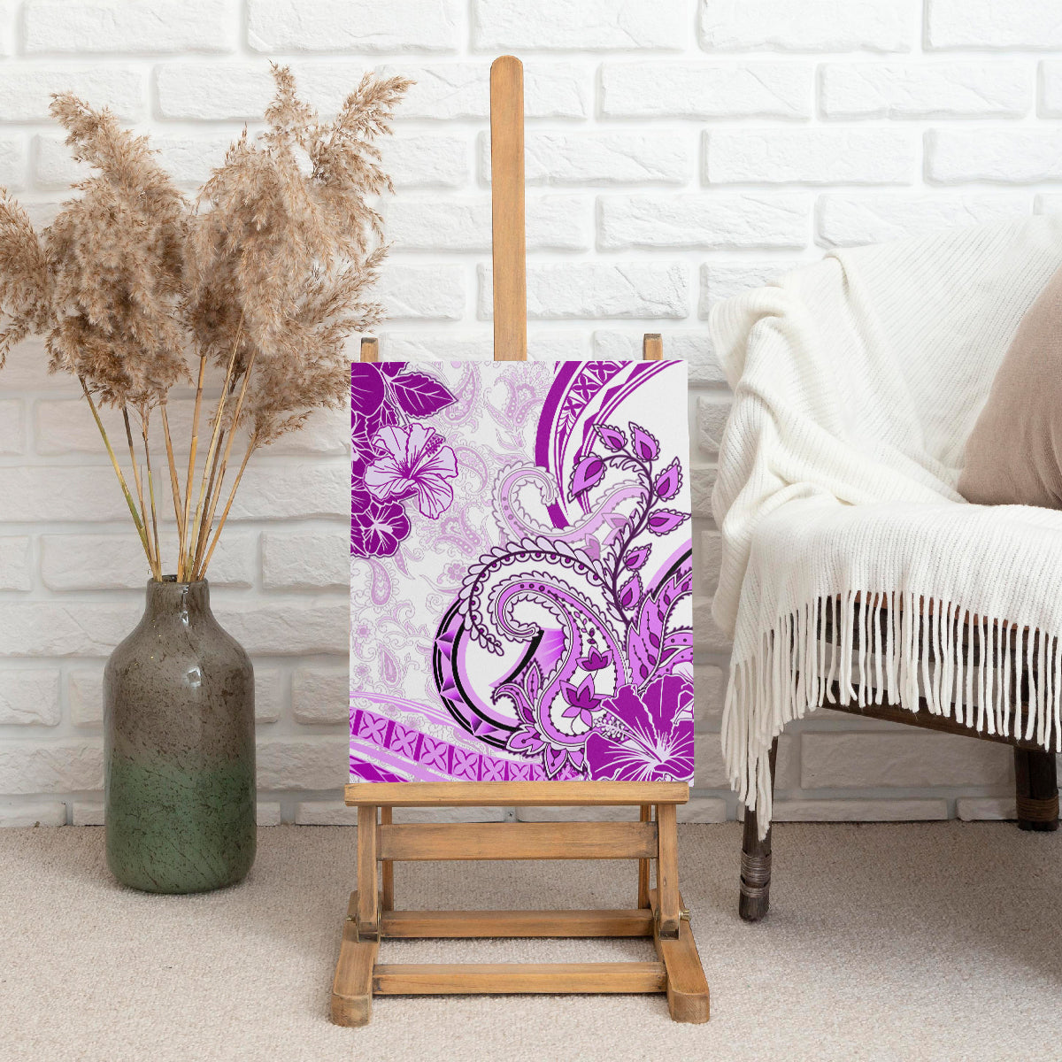 Polynesia Paisley Canvas Wall Art Mix Pink Polynesian Pattern LT05 - Polynesian Pride