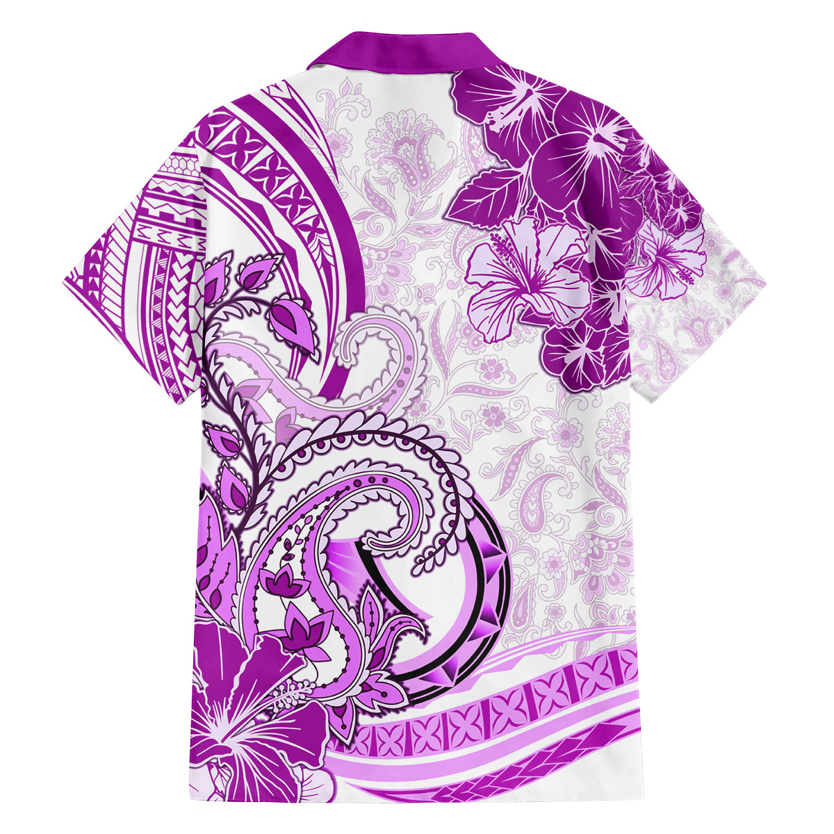 Polynesia Paisley Family Matching Off Shoulder Long Sleeve Dress and Hawaiian Shirt Mix Pink Polynesian Pattern LT05 - Polynesian Pride