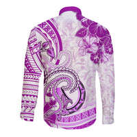 Polynesia Paisley Long Sleeve Button Shirt Mix Pink Polynesian Pattern LT05 - Polynesian Pride