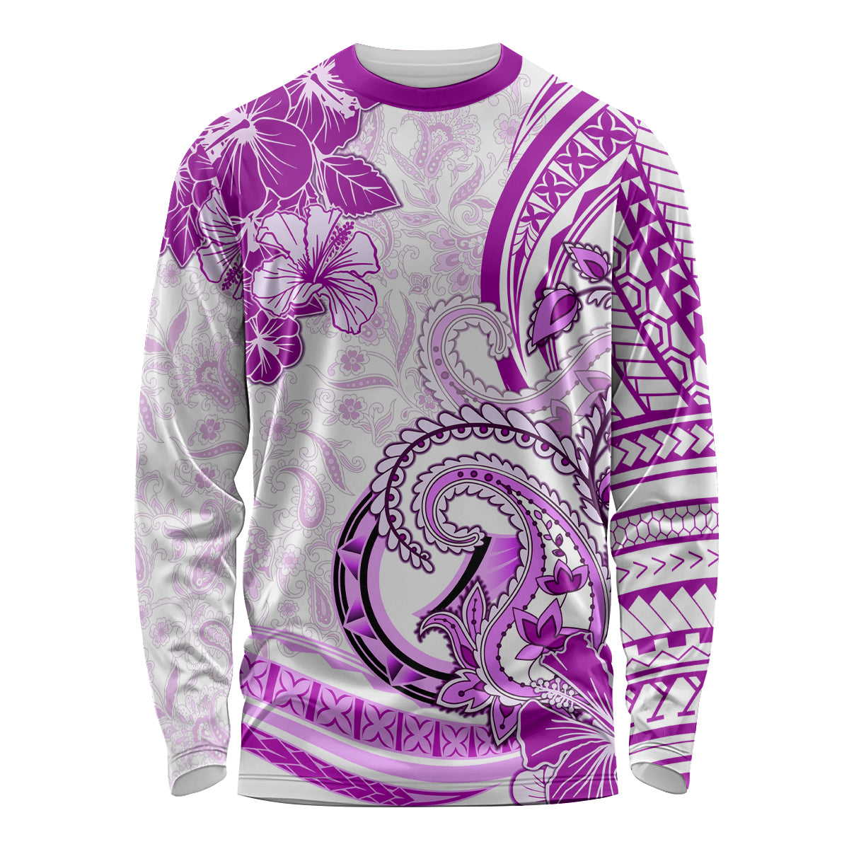 Polynesia Paisley Long Sleeve Shirt Mix Pink Polynesian Pattern LT05 Unisex Pink - Polynesian Pride