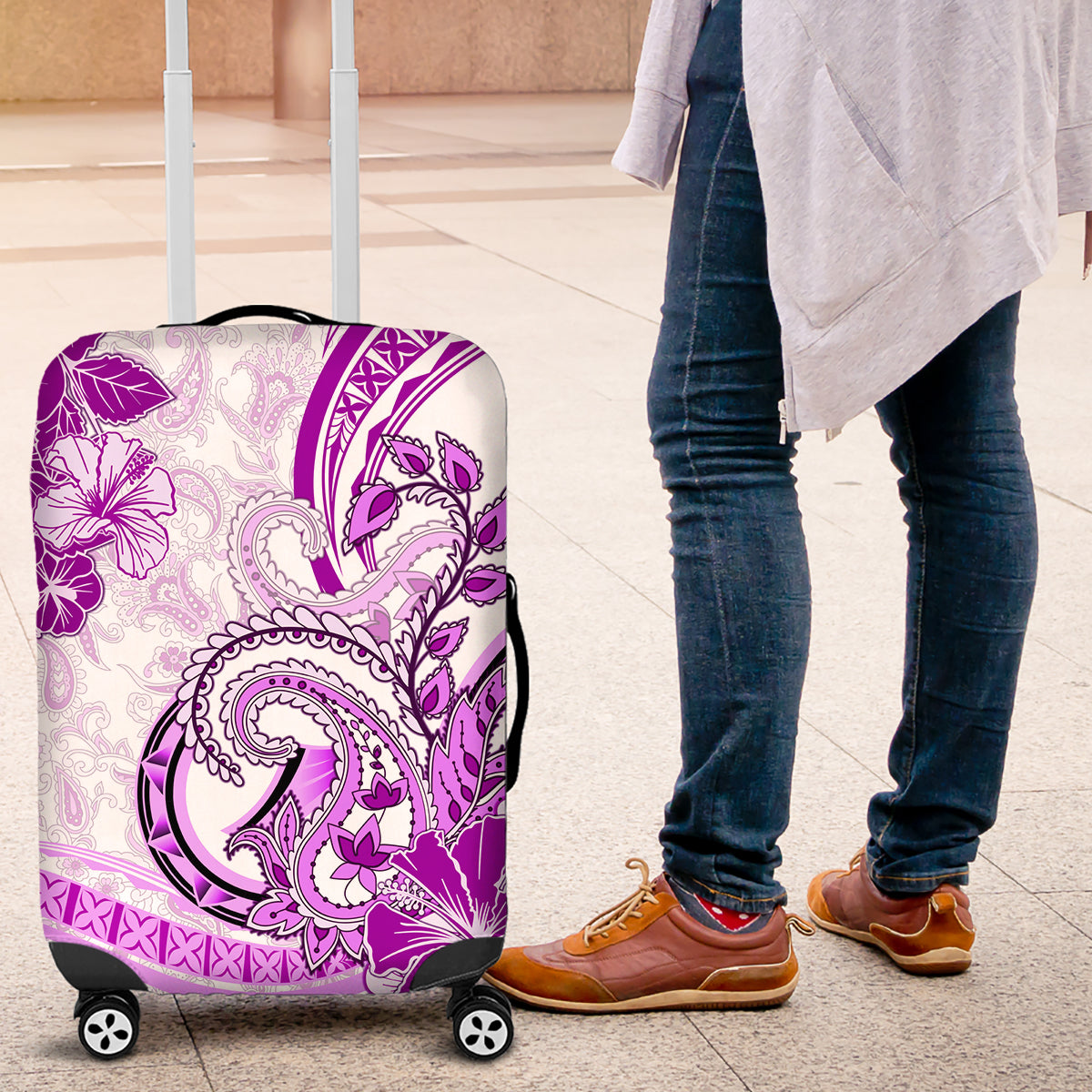 Polynesia Paisley Luggage Cover Mix Pink Polynesian Pattern