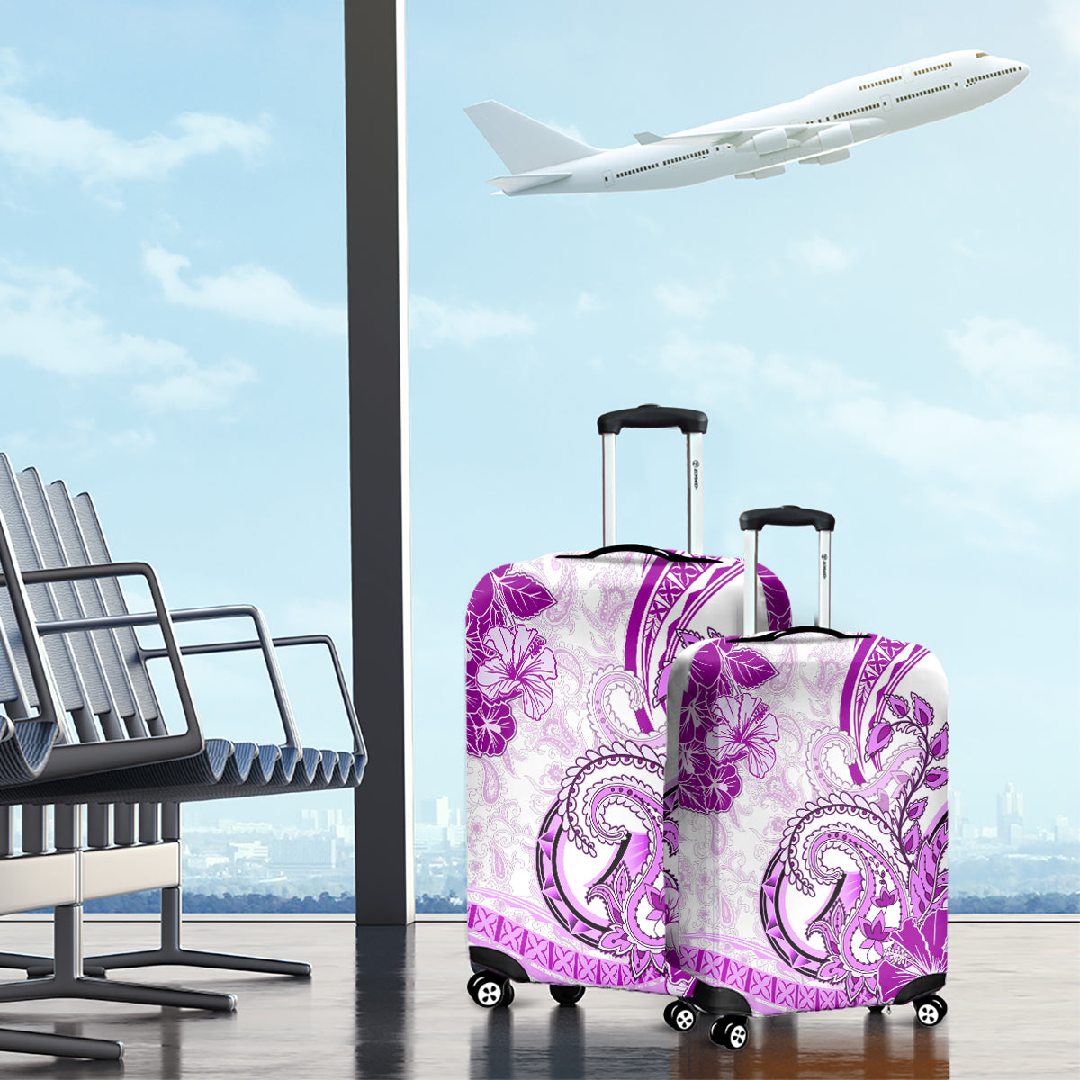Polynesia Paisley Luggage Cover Mix Pink Polynesian Pattern