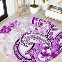 Polynesia Paisley Round Carpet Mix Pink Polynesian Pattern