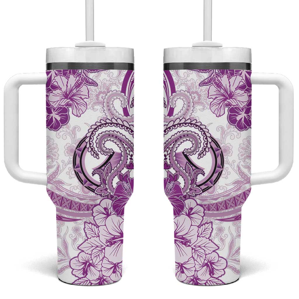Polynesia Paisley Tumbler With Handle Mix Pink Polynesian Pattern LT05 One Size: 40 oz Pink - Polynesian Pride