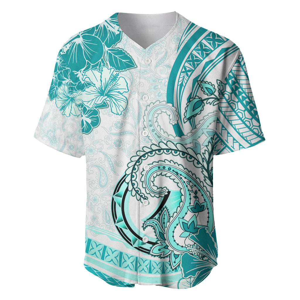 Polynesia Paisley Baseball Jersey Mix Teal Polynesian Pattern LT05 Teal - Polynesian Pride