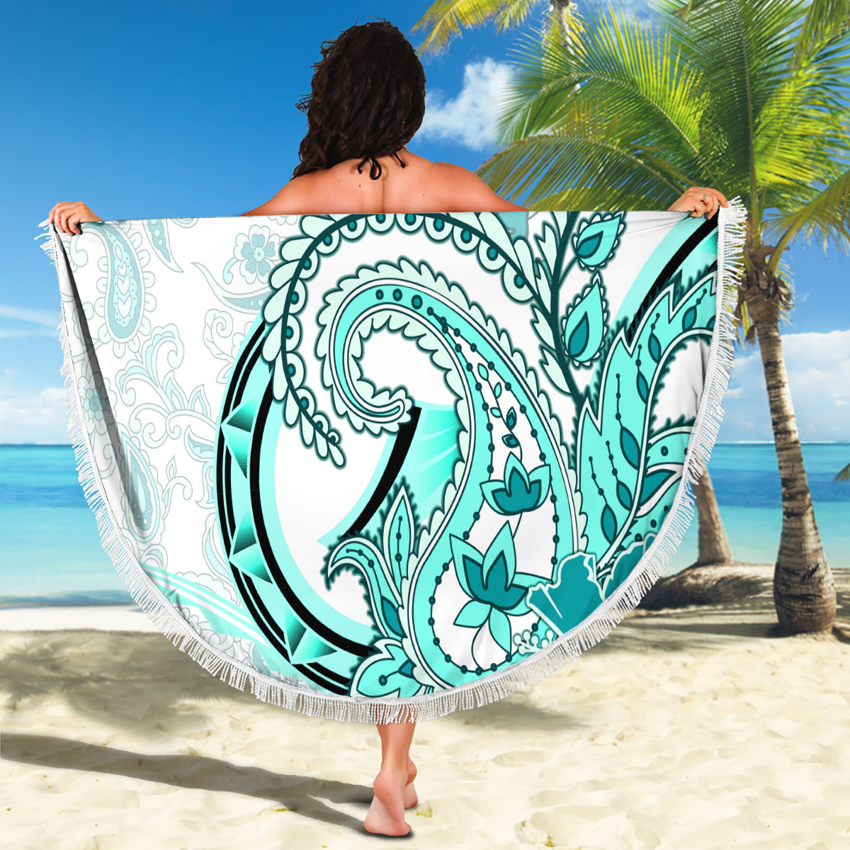 Polynesia Paisley Beach Blanket Mix Teal Polynesian Pattern LT05 - Polynesian Pride