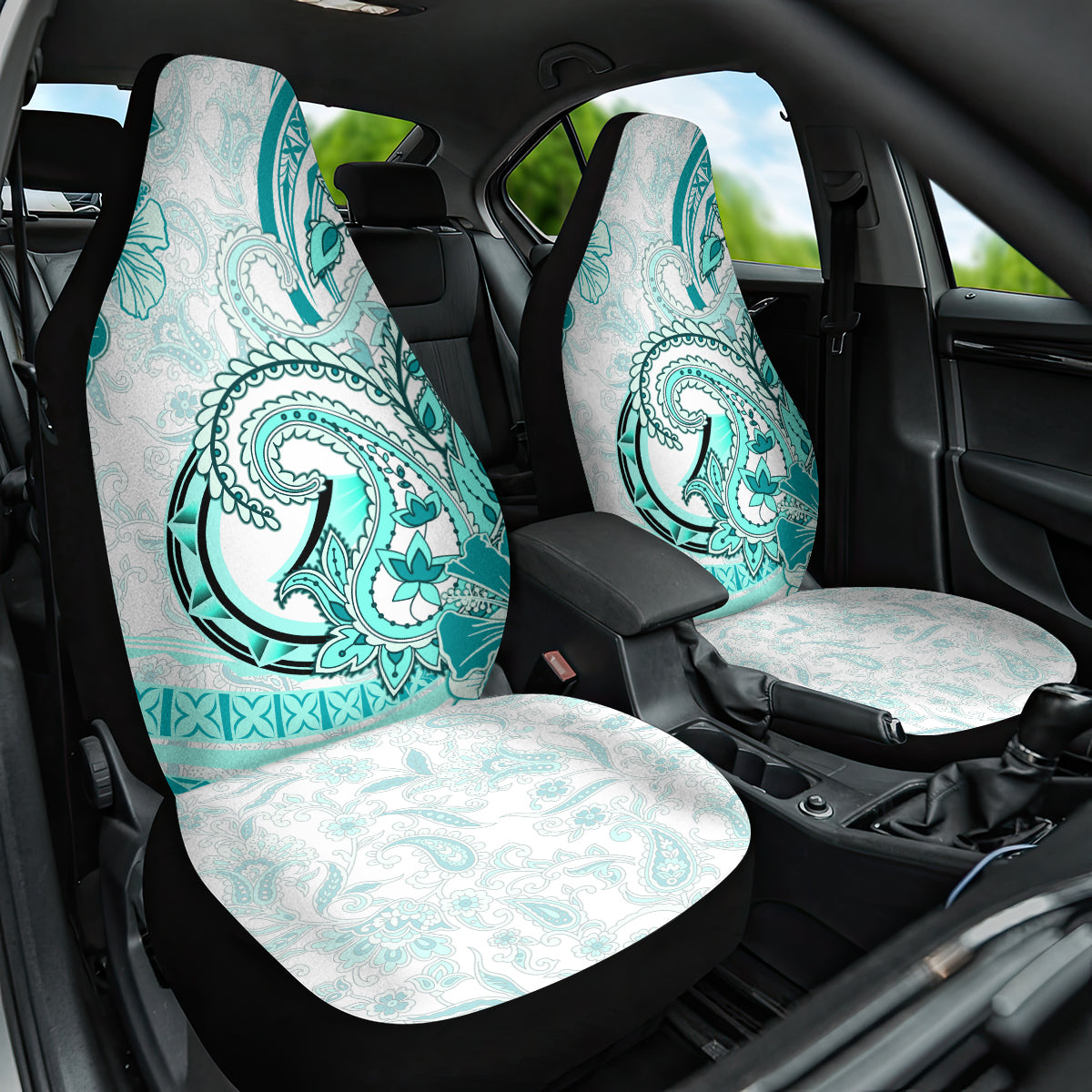 Polynesia Paisley Car Seat Cover Mix Teal Polynesian Pattern