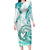 Polynesia Paisley Family Matching Long Sleeve Bodycon Dress and Hawaiian Shirt Mix Teal Polynesian Pattern LT05 Mom's Dress Teal - Polynesian Pride