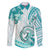 Polynesia Paisley Family Matching Mermaid Dress and Hawaiian Shirt Mix Teal Polynesian Pattern LT05 Dad's Shirt - Long Sleeve Teal - Polynesian Pride