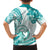 Polynesia Paisley Family Matching Off Shoulder Long Sleeve Dress and Hawaiian Shirt Mix Teal Polynesian Pattern LT05 - Polynesian Pride