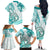 Polynesia Paisley Family Matching Off Shoulder Long Sleeve Dress and Hawaiian Shirt Mix Teal Polynesian Pattern LT05 - Polynesian Pride