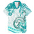 Polynesia Paisley Family Matching Off Shoulder Long Sleeve Dress and Hawaiian Shirt Mix Teal Polynesian Pattern LT05 Dad's Shirt - Short Sleeve Teal - Polynesian Pride