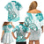 Polynesia Paisley Family Matching Off Shoulder Short Dress and Hawaiian Shirt Mix Teal Polynesian Pattern LT05 - Polynesian Pride