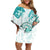 Polynesia Paisley Family Matching Off Shoulder Short Dress and Hawaiian Shirt Mix Teal Polynesian Pattern LT05 Mom's Dress Teal - Polynesian Pride