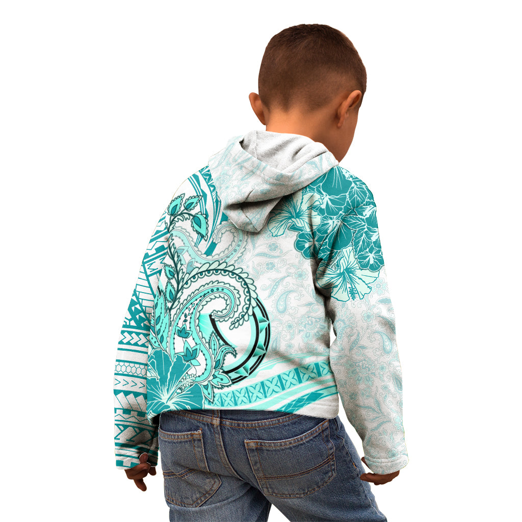 Polynesia Paisley Kid Hoodie Mix Teal Polynesian Pattern LT05 - Polynesian Pride