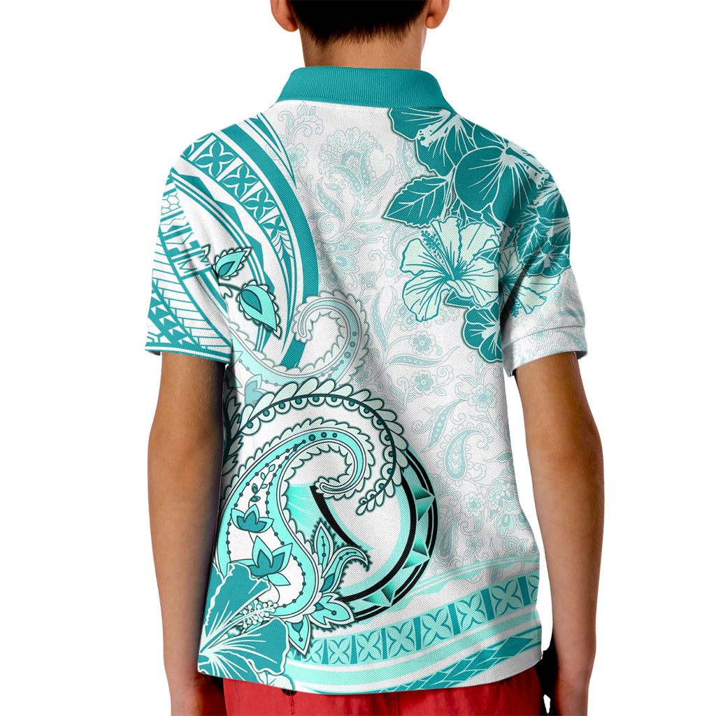 Polynesia Paisley Kid Polo Shirt Mix Teal Polynesian Pattern LT05 - Polynesian Pride
