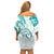 Polynesia Paisley Off Shoulder Short Dress Mix Teal Polynesian Pattern LT05 - Polynesian Pride