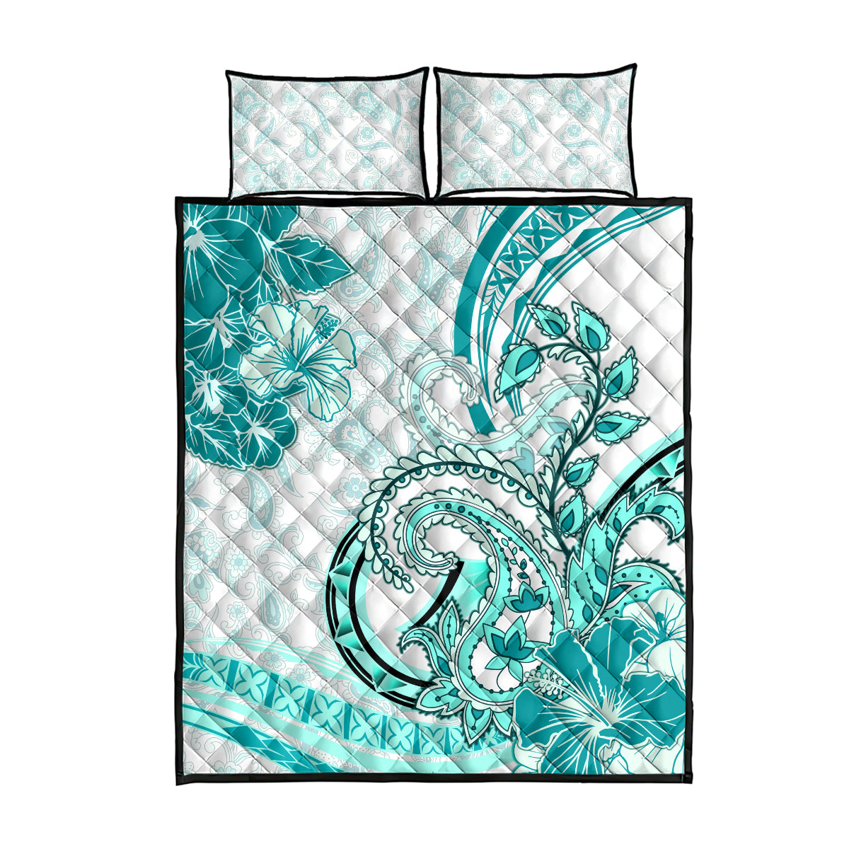 Polynesia Paisley Quilt Bed Set Mix Teal Polynesian Pattern LT05 - Polynesian Pride