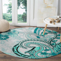 Polynesia Paisley Round Carpet Mix Teal Polynesian Pattern