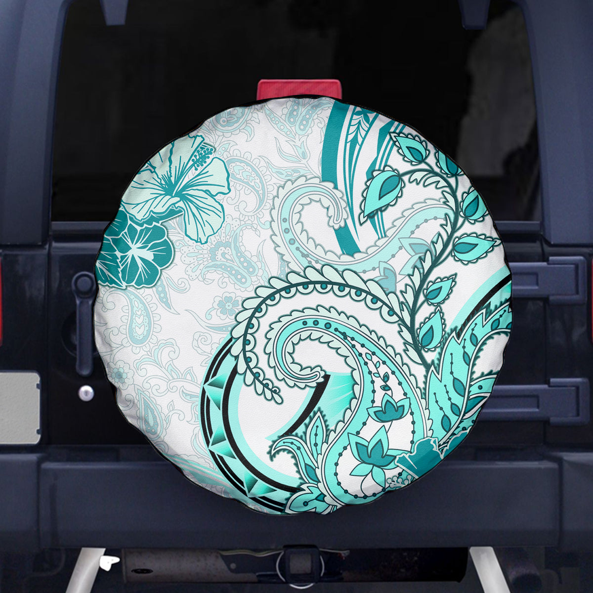 Polynesia Paisley Spare Tire Cover Mix Teal Polynesian Pattern LT05 - Polynesian Pride