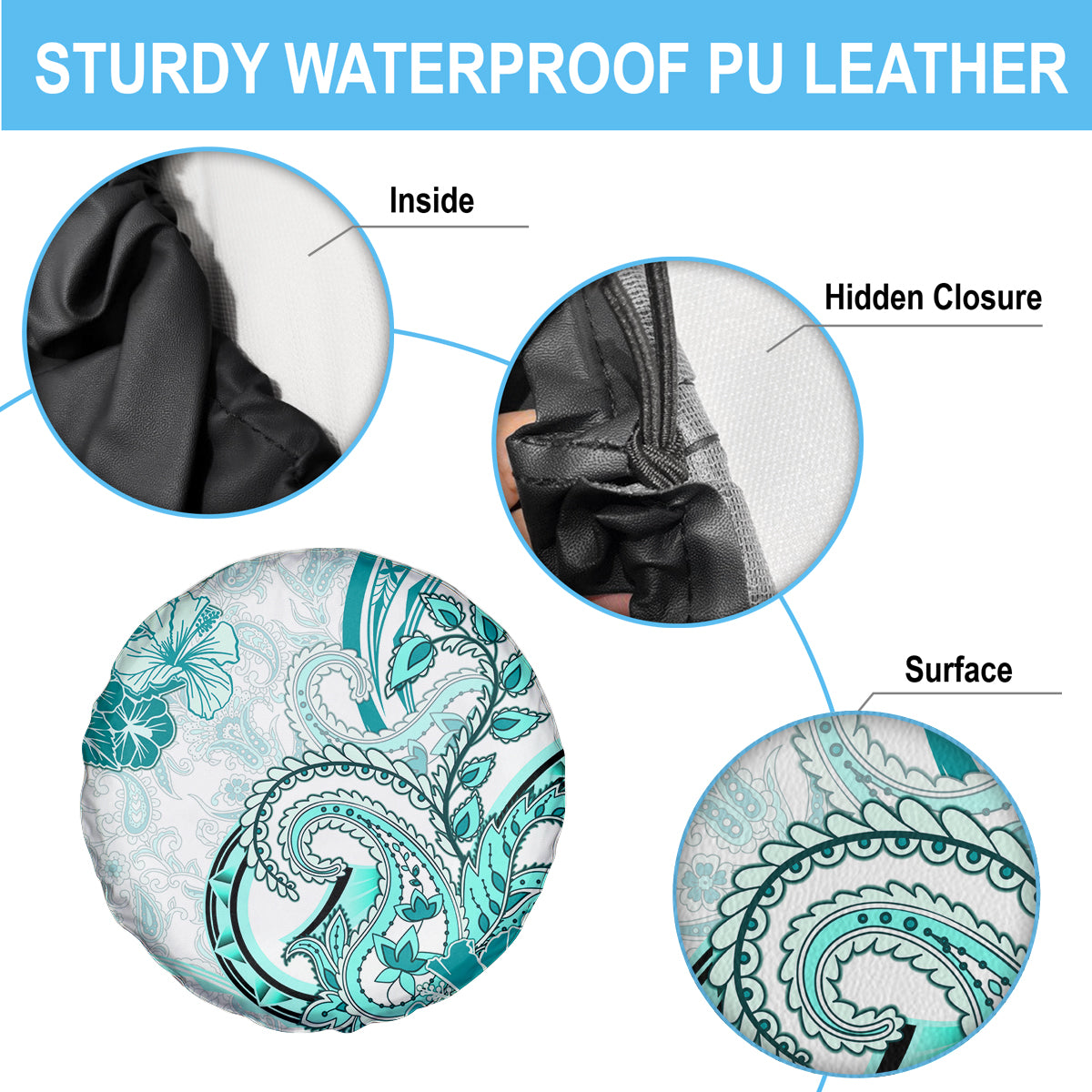 Polynesia Paisley Spare Tire Cover Mix Teal Polynesian Pattern LT05 - Polynesian Pride