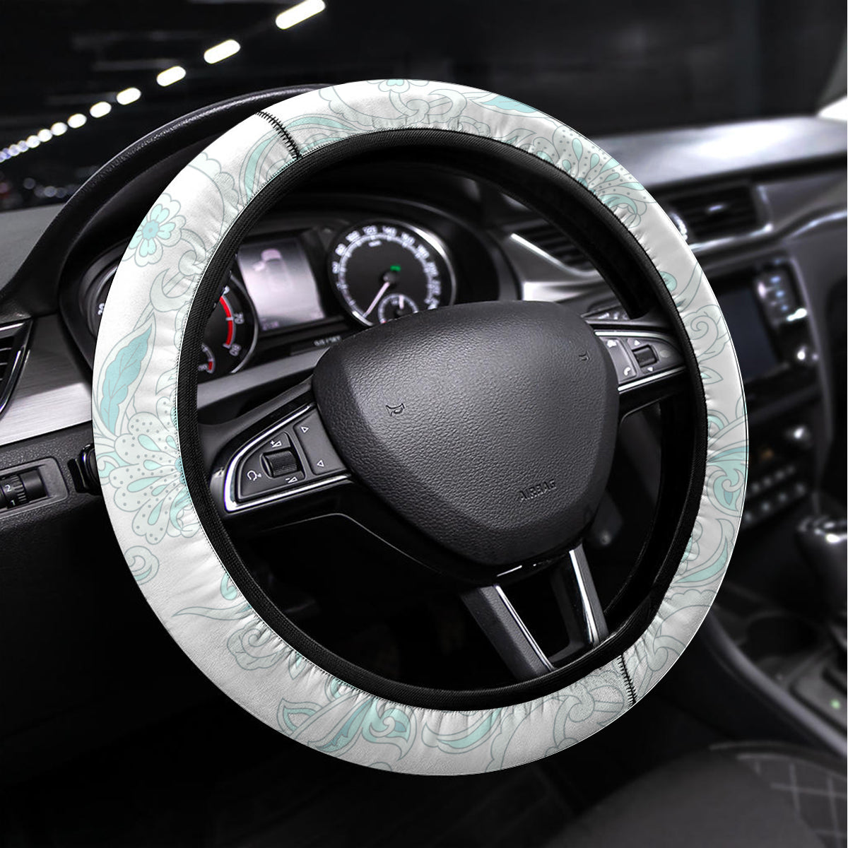 Polynesia Paisley Steering Wheel Cover Mix Teal Polynesian Pattern LT05 Universal Fit Teal - Polynesian Pride