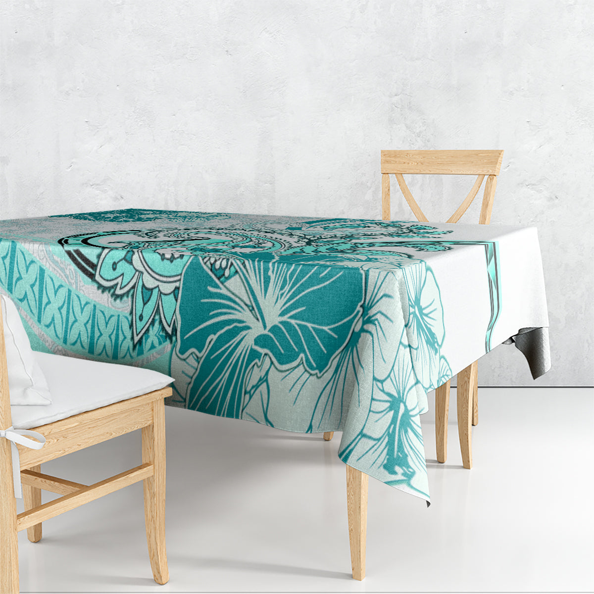 Polynesia Paisley Tablecloth Mix Teal Polynesian Pattern LT05 - Polynesian Pride