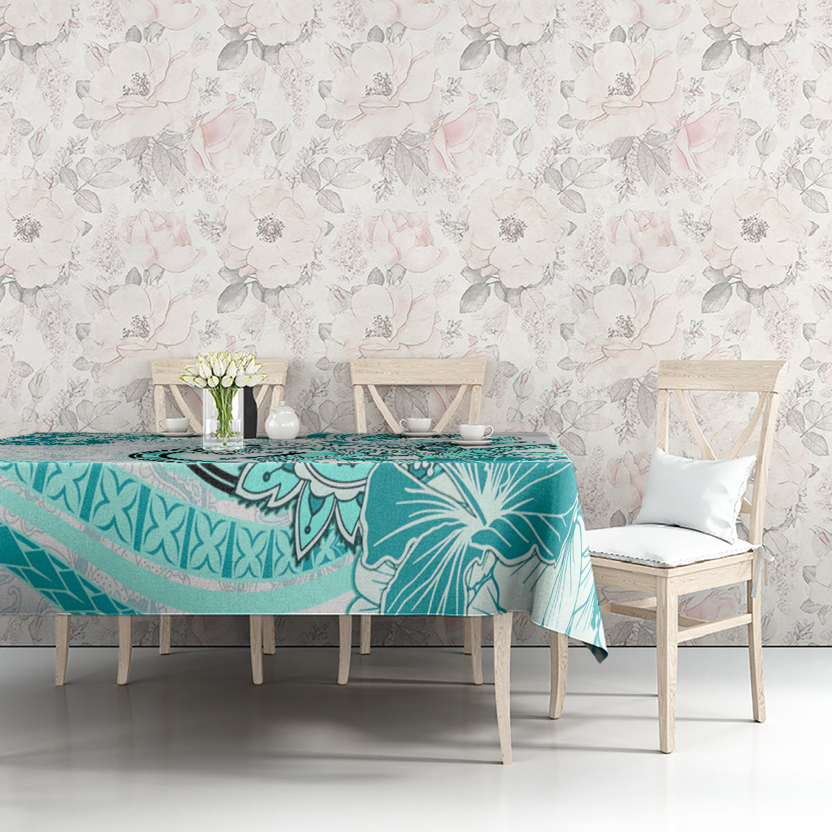 Polynesia Paisley Tablecloth Mix Teal Polynesian Pattern LT05 - Polynesian Pride