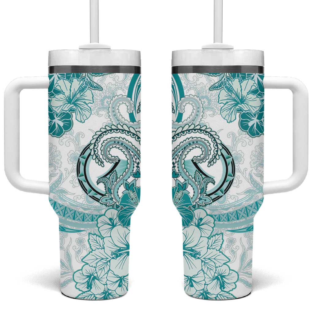 Polynesia Paisley Tumbler With Handle Mix Teal Polynesian Pattern LT05 One Size: 40 oz Teal - Polynesian Pride